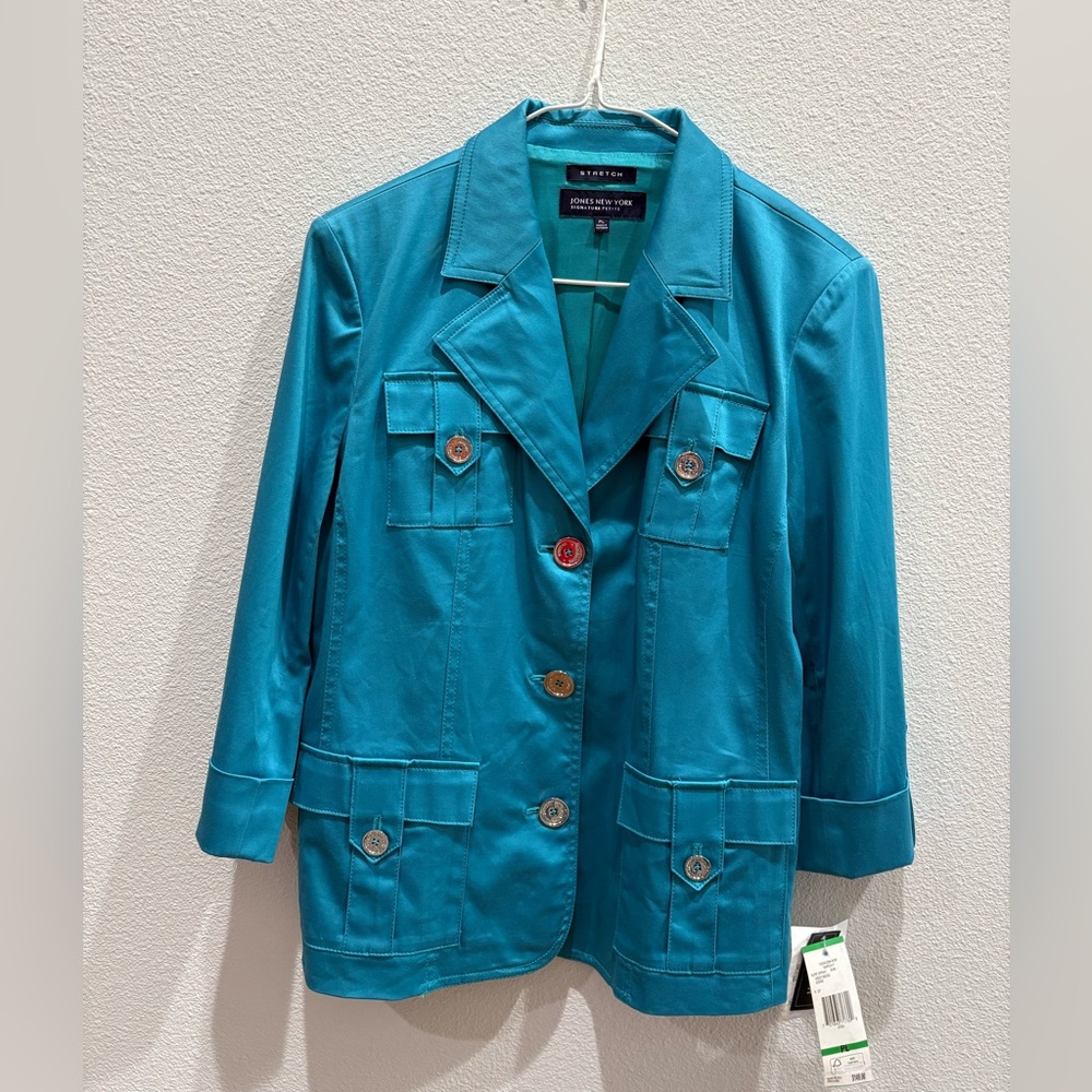 Jones New York Teal Button-Front Women's Blazer Jacket